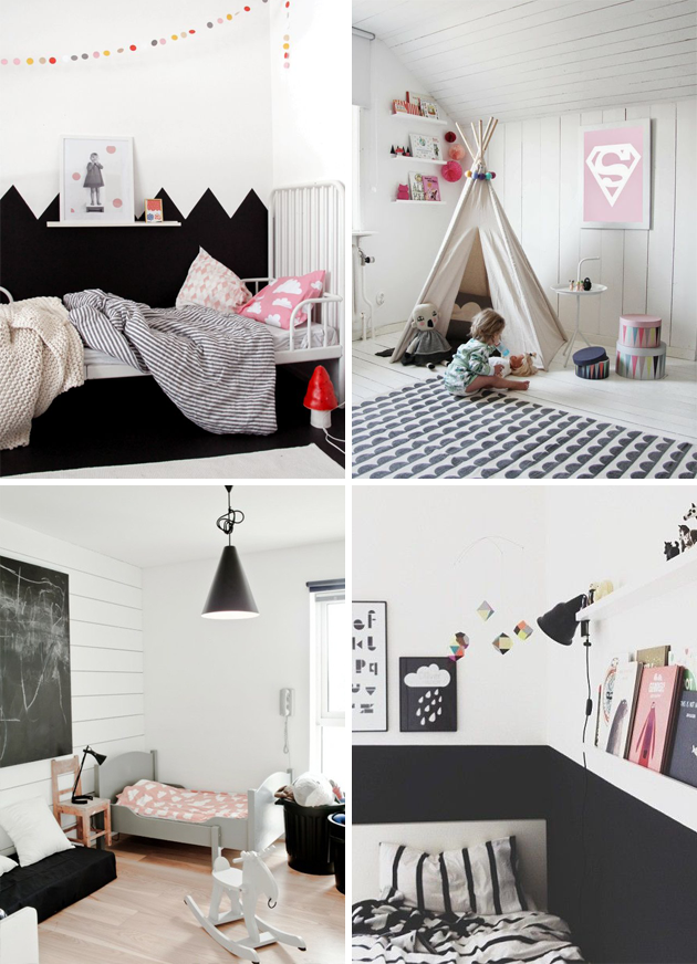 monochrome kids bedroom