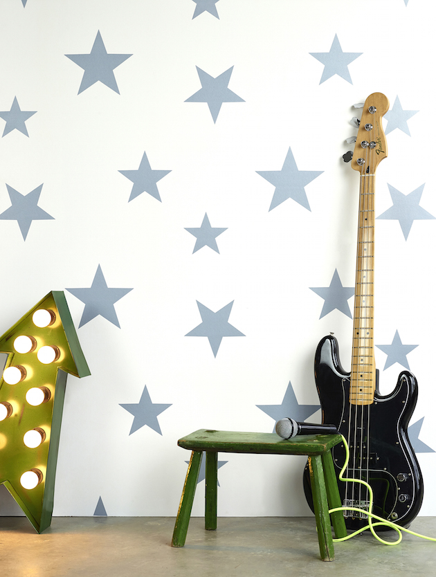 Hibou Home Stars wallpaper for kids Stellar Blue