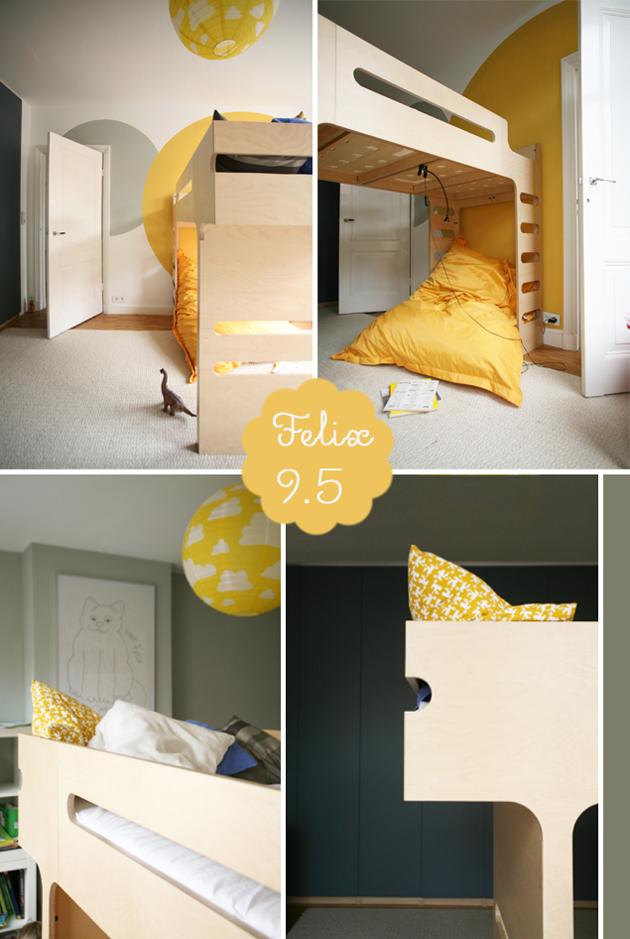 yellow and grey kids bedroom