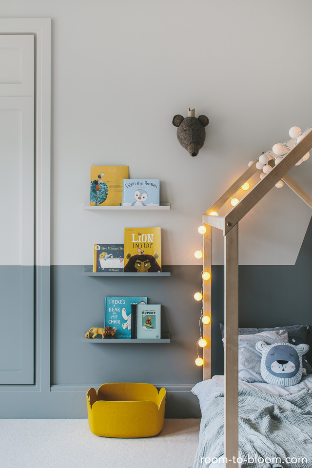 yellow and grey kids bedroom